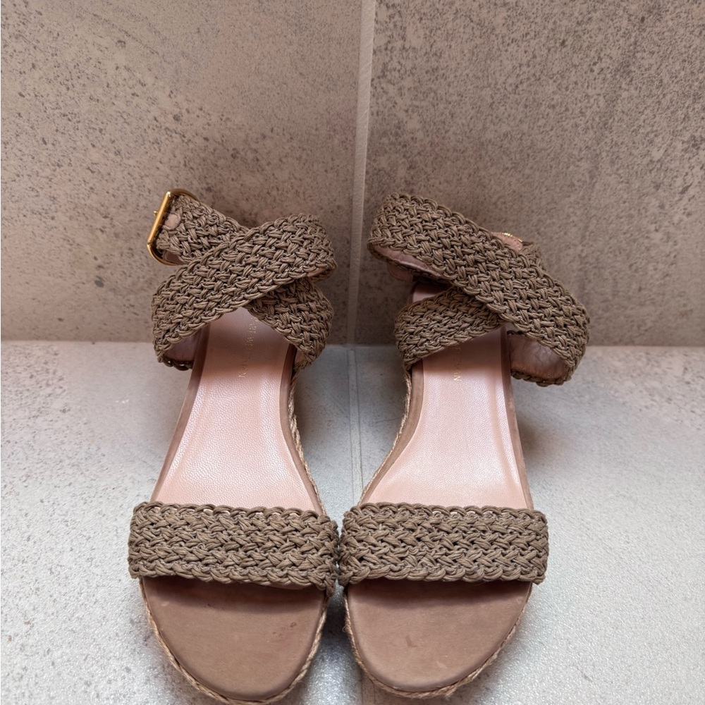 Stuart Weitzman Brown Espadrille Sandals Jennifer Aniston